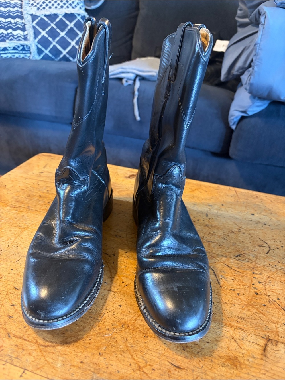 Tony Lama Black Leather Cowboy Boots